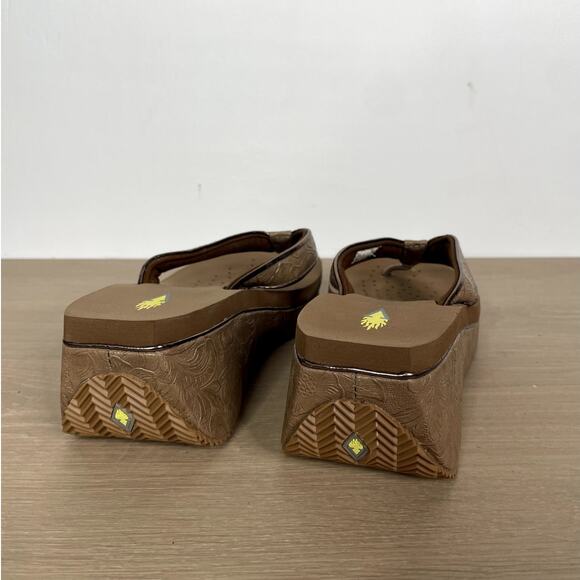 Volatile Wedge Platform Flip Flop Sandals Tan 9 - Picture 5 of 6